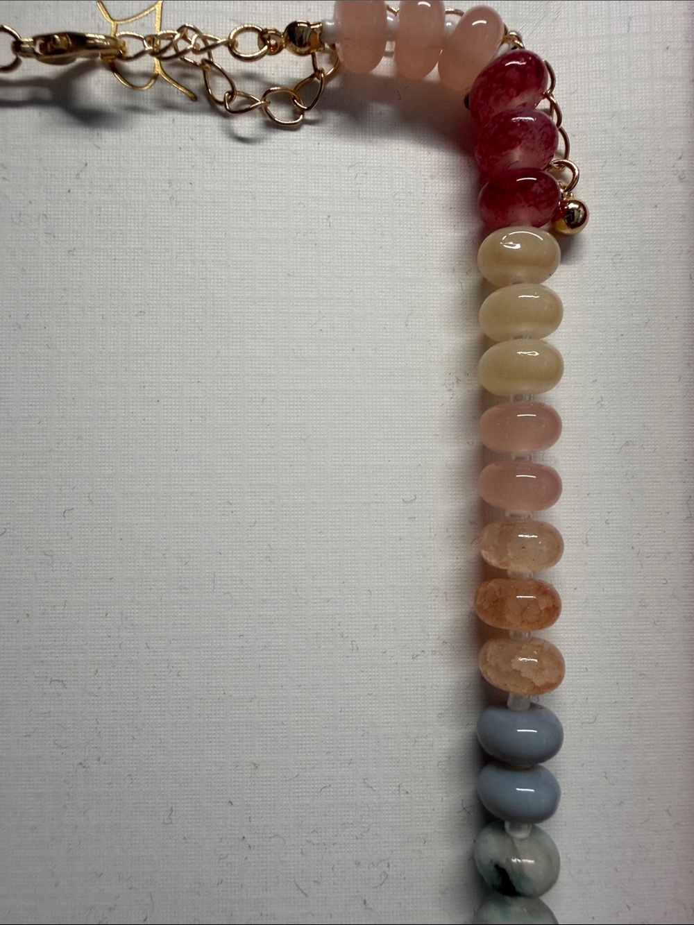 Piper K | Pastel Genuine Stone Beaded Choker Necklace ~ Gold Accent Coastal Boho - Picture 7 of 9